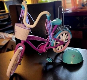 Bicicleta Journey Girl con casco; juguete; bicicleta púrpura/verde azulado para muñeca compañera de 18"! - Imagen 1 de 12