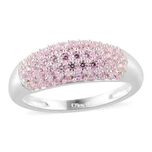 CLASSY!! Pink Cubic Zirconia Band Ring Sterling Silver 2.90ctw Size 7 - Picture 1 of 6