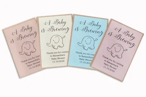 30 X A baby is brewing personalised teabag envelopes baby shower favour gift - Picture 1 of 1