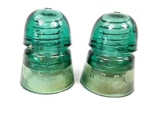 Glass Insulators H G Company Telegraph Dark Aqua Glass Lot of 2 Antique - Picture 1 of 6