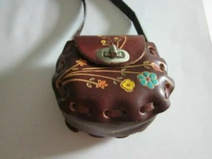 Bolso Monedero Pequeño Mini Cuero Tooled Vintage Estampado a Mano Pintado Mexicano - Imagen 1 de 12