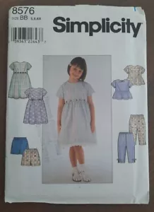 Simplicity Pattern 8576 Girls' Size BB 5,6,6X Dress Top Pants Shorts - Picture 1 of 4
