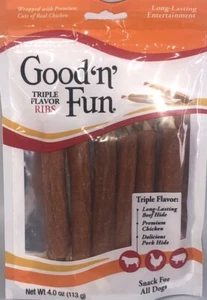 Good ’N’ Fun Triple Flavor Ribs, Rawhide Snack for All Dogs-NEW-SHIPS N 24 HOURS - Picture 1 of 12