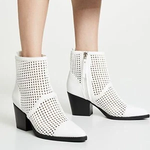 Sam Edelman 7.5 Elita weiß gewebter Stiefelette Leder - Bild 1 von 8