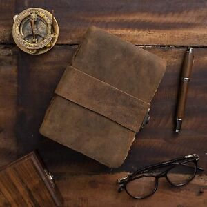 100% Genuine Leather Journal Notebook Handmade Deckle Edge Cotton Paper Diary