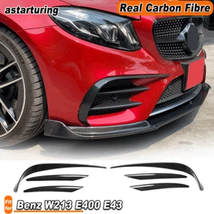 6PCS REAL CARBON Front Bumper Splitter Canard Fins For Benz W213 E400 E43 17-19 - Bild 1 von 12