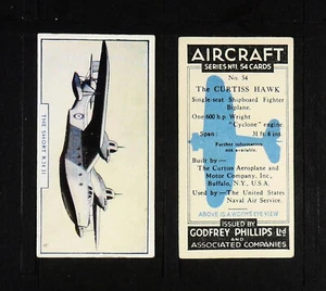 AIRCRAFT GODFREY PHILLIPS CIGARETTE CARDS 1938 COMPLETE SET 54 GOOD CONDITION - Picture 1 of 8