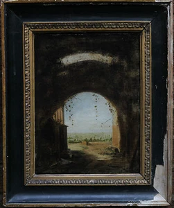 HUBERT ROBERT Kreis ITALIENISCHE LANDSCHAFT ALTER MEISTER ÖLGEMÄLDE KUNST 1733-1808 - Bild 1 von 1