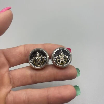 Elegante reloj real para hombres gemelos tourbillon Steampunk Gear gemelo #J355 Foto 1 de 4