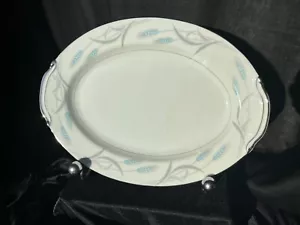 Valmont China Japan Royal Wheat Platter, 12”, Silver Platinum Trim - Picture 1 of 13