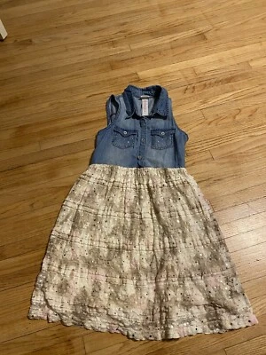 Justice Girl 8 牛仔上衣无袖连衣裙分层裙亮片套衫及膝  — 第 1/4 张图片