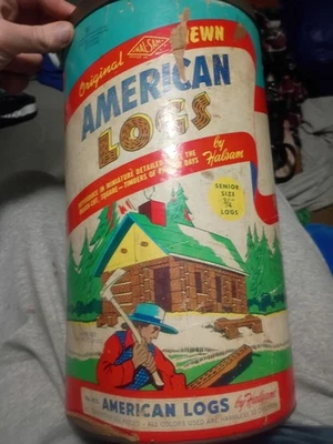 JUEGO DE CONSTRUCCIÓN TRONCOS AMERICANOS TALLADOS ORIGINALES VINTAGE #825 MÁS DE 230 PIEZAS TAMAÑO 3/4" Foto 1 de 4