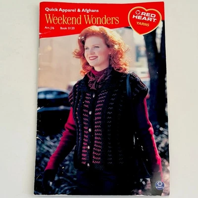 Red Heart WEEKEND WONDERS Quick Apparel & Afghans Patterns Art J16 Book 120 2001 - Image 1 of 4