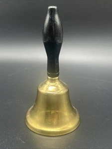 Vintage Messing Abendessen/Lehrer Schreibtisch Glocke mit schwarzem Holzgriff 6,25" - Bild 1 von 5