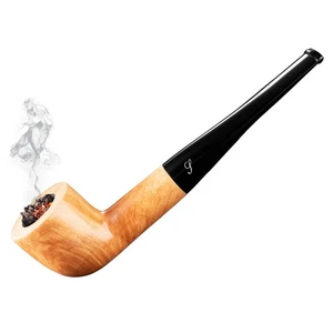 Briar Straight Pfeife, hochwertige handgefertigte Pfeife mit glattem Stiel, Anfängerpfeife (Li... - Bild 1 von 7