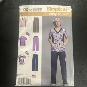 Simplicity #1020 Damen leicht zu nähen Scrub Hose Top & Mütze Größe 20w-28 NEU UC FF - Bild 1 von 5