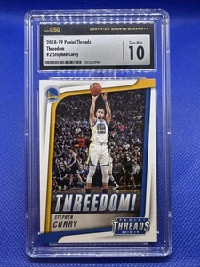 STEPHEN CURRY 2018-19 PANINI THREADS THREEDOM #2 CSG 10 GEM MINT WARRIORS POP 1 - Picture 1 of 2