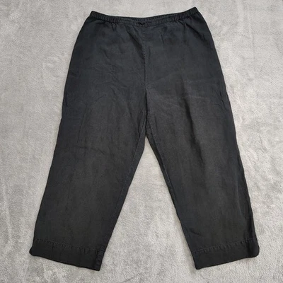 Pantalones cortos de lino de pierna recta vintage J. Jill para mujer talla MP negros besados por el sol Foto 1 de 4