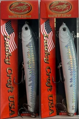 (LOTE DE 2) LUCKY CRAFT WANDER 95 3/4 OZ WD95-152 FLASH BLANCO K9103 Foto 1 de 3