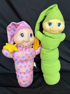 1982 Green & 1988 Pink Gloworms Glow Worm Plush, ONLY ONE GLO STICK, Hasbro - Picture 1 of 13
