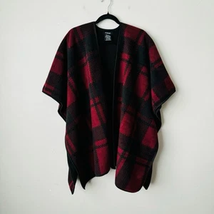 Ike Behar Red Plaid Fleece Lined Wrap Women’s One Size - Picture 1 of 7