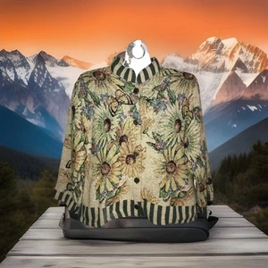 Sugar Street Weavers Boho Jacket Size XL Unworn USA Floral Cotton Button Up - Picture 1 of 9