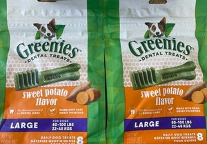 Lot Of 2 Bag Greenies Large Natural Sweet Potato Flavor Dental Dog Treats, 12 oz - Picture 1 of 5