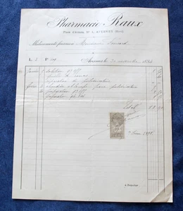FACTURE PHARMACIE RAUX AVESNES SUR HELPE 59 / 1894 - Picture 1 of 1