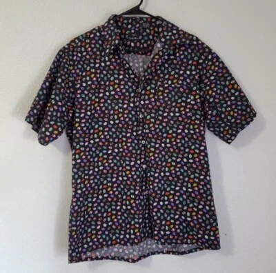 Camisa Vintage Condessa Mara Preta Multicolorida Ovo de Páscoa Botão para Cima - Imagem 1 de 4