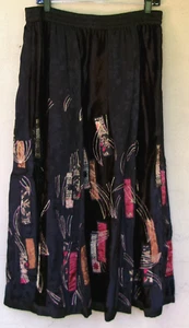 Coldwater Creek Black Whimsigoth Vamp Velvet Floral Patchwork Skirt PXL - Picture 1 of 6