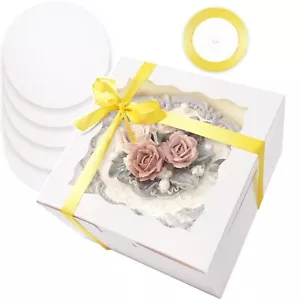 8x8x5 Cake Box 18 Sets White Cake Box with Window & 18 Sets 8" White Cake Rou... - Picture 1 of 6