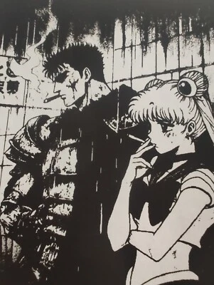 Guts Berserk Smoking Retro Nostalgia Sticker  - Image 1 of 4