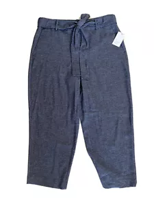 Womens Tie Waist Pants Sz 14 Dress Capri Ankle Gray A New Day 36x26.5 High Waist - Picture 1 of 8