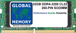 32GB (1x32GB) DDR4 3200MHz PC4-25600 260-PIN SODIMM MEMORY FOR LAPTOPS/NOTEBOOKS - Picture 1 of 1