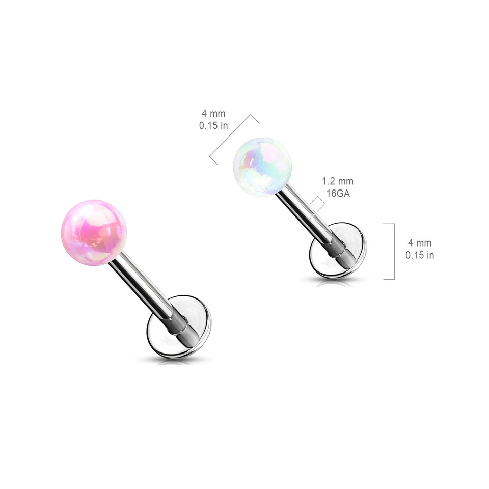 Piercing labial de cartílago Daith Tragus con perlas metálicas sobre acero quirúrgico 16G 2 piezas Foto 1 de 3