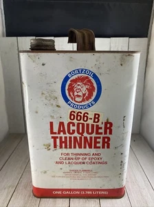 Vintage Bortzoil Products Lacquer Thinner 1 Gallon Can Paint Lion Graphic Empty - Picture 1 of 7