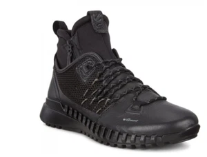ECCO Mens Zipflex M Black Hi Lace-Up Leather/Textile Boots £170 - Picture 1 of 7