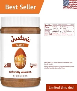 Mantequilla de almendras de arce de 16 oz: deliciosa sin revolver, de origen responsable, sin gluten - Imagen 1 de 8