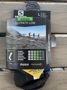 Salomon Hiking OUTPATH LOW Quarter Socks Mens  L US 8.5 - 11 Black Blue - 1 Pair - Picture 1 of 4