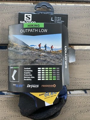 Salomon Hiking OUTPATH LOW Quarter Socks Mens  L US 8.5 - 11 Black Blue - 1 Pair - Image 1 of 4