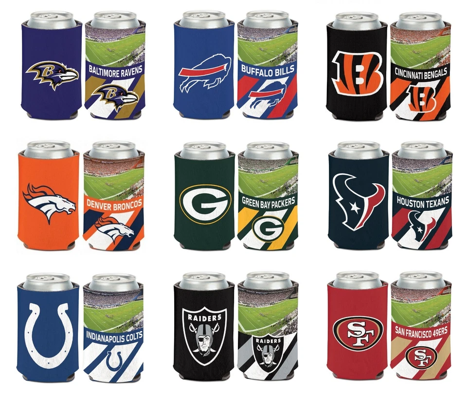 NFL Surtido Equipos Wincraft 12 oz. Enfriador de latas aislado "Estadio" de 2 lados ¡NUEVO! Foto 1 de 1