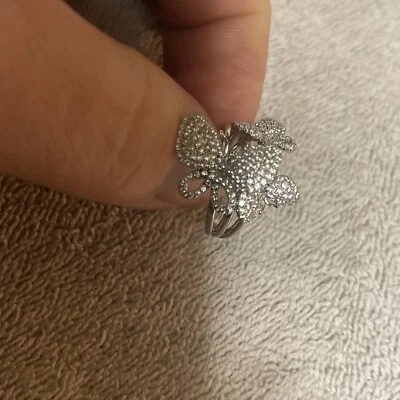 Butterfly Ring Pave CZ Gemstones Signed  Byj  Size 9 - Image 1 of 4