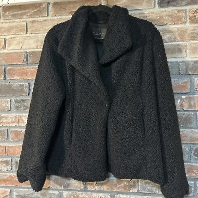 SANCTUARY черный плюшевый пальто/куртка женщин XL искусственного меха одна кнопка очень мягкий - Изображение 1 из 4