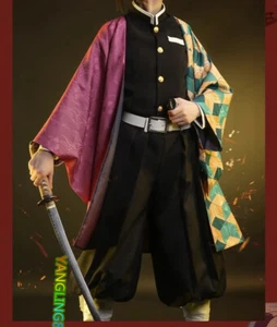 Tomioka Giyuu Cosplay Costume Demon Slayer Outfits Halloween Carnival Full Suit - Picture 1 of 23