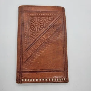 Vintage Hand Tooled Long Leather Wallet 6 5/8 X 4 1/8 Inch - Picture 1 of 10