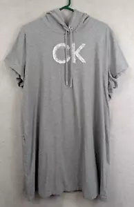 CK or Calvin Klein sz 2X Hoodie Knit T-shirt Dress gray sequin logo front 3754 - Picture 1 of 5