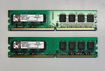 2 X Memoria RAM Kingston KVR800D2N5/1G 1GB PC2-6400 DDR2 SDRAM 800 MHz - Imagen 1 de 2