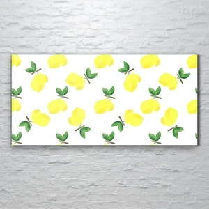Wandbilder Glasbild Druck auf Glas 120x60 Zitrone Aquarellfarbe fruchtig blumig - Bild 1 von 7