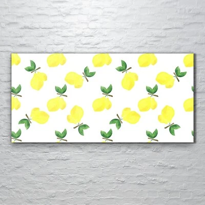 Wandbilder Glasbild Druck auf Glas 120x60 Zitrone Aquarellfarbe fruchtig blumig - Bild 1 von 4