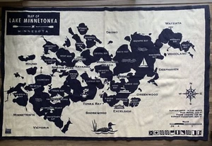 "Mapa de lana Lake Minnetonka tiro 67"" X 40"" molino Faribault hecho en EE. UU." - Imagen 1 de 8